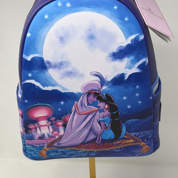 Disney Loungefly Aladdin Jasmine Moonlight Magic Carpet Mini Backpack NWT Purple main image 11